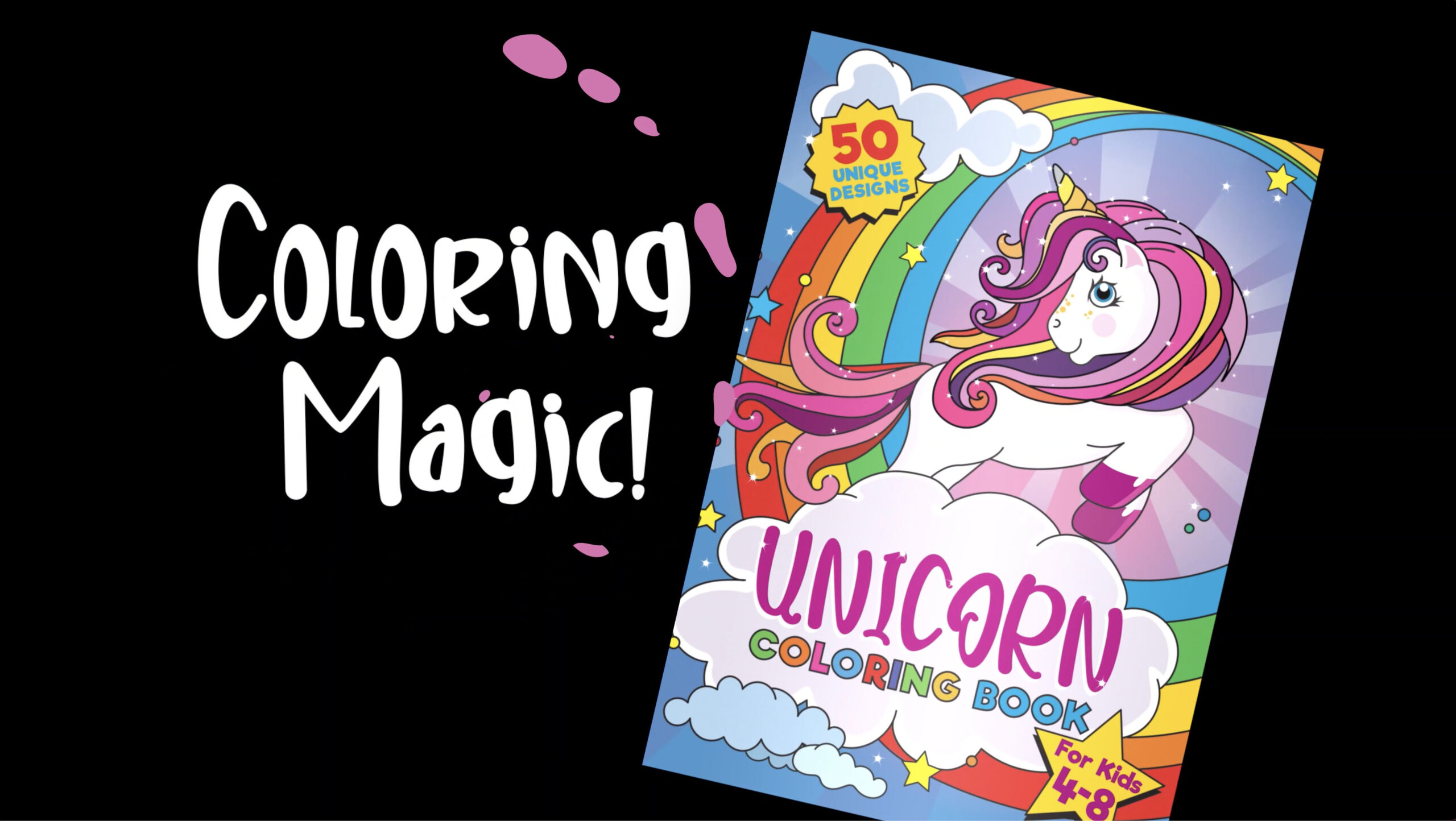 A kids unicorn coloring book front cover